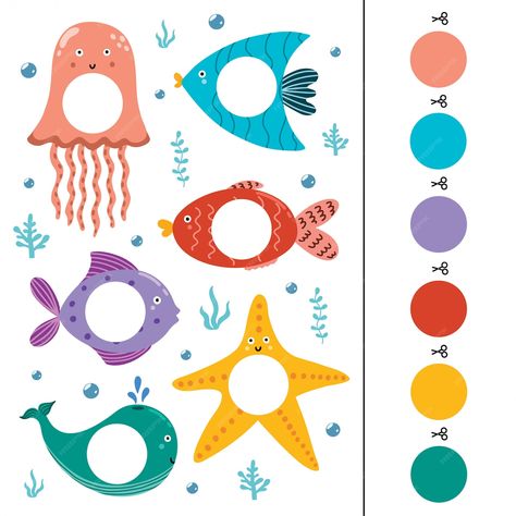 Free Printable Sea Creatures, Pattern Matching Activities, Fish Activity For Toddlers, Activity Book For Toddlers, Sea Animals Activities For Toddlers, Sea Animal Activities Preschool, Sea Animal Activities For Toddlers, Color Matching Activities For Toddlers, Matching Preschool Activities