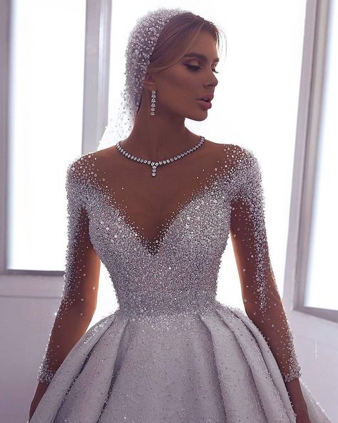 Wedding Gowns With Sleeves, Bridal Dresses Lace, فستان سهرة, A Wedding Dress, Quince Dresses, Gowns With Sleeves, Wedding Dress Sleeves, Long Wedding Dresses, Wedding Dress Long Sleeve