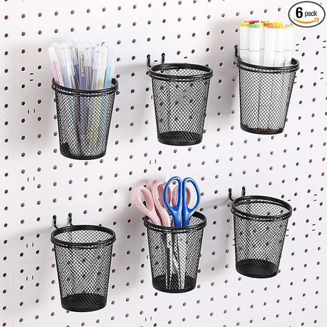 Amazon.com: Spakon 6 Sets Pegboard Cups with Ring Hooks Pegboard Bin Holder Pegboard Organizer Multipurpose Pen Cup Metal Pencil Holder Peg Boards Accessories for Desk Classroom Office Garage Workshop(Black) : Industrial & Scientific Pegboard Bins, Peg Boards, Pegboard Organization, Pegboard Accessories, Office Garage, Black Industrial, Garage Workshop, Peg Board, Pencil Holder