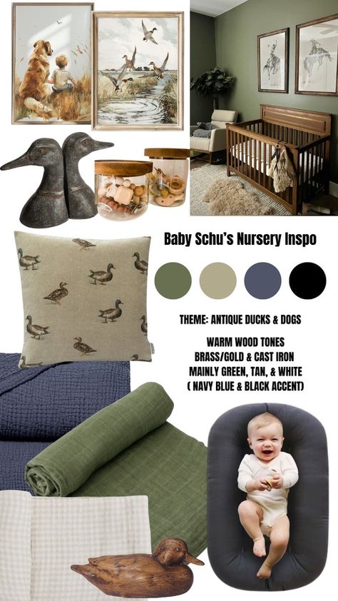 Vintage Hunting And Fishing Nursery, Antique Hunting Nursery, Boys Duck Hunting Bedroom, Boys Hunting And Fishing Bedroom Ideas, Hunter Nursery Boy, Old Money Nursery Boy, Boys Neutral Nursery, Vintage Western Nursery Baby Boy, Baby Boy Nursery Duck Hunting