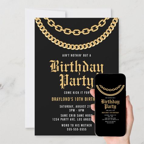 50th Hip Hop Birthday Party, Hip Hop Birthday Invitations, Hip Hop Invitations, 90s Hip Hop Birthday Party Theme, Men Birthday Party Themes, Hip Hop 1st Birthday Party, Hip Hop Themed Birthday Party, Rap Themed Birthday Party, Hip Hop Party Invitations