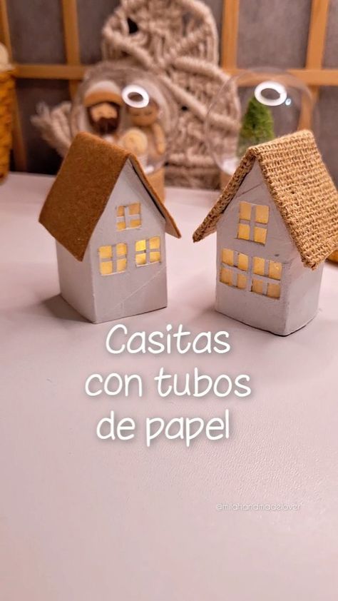 Mila Terrones • fieltro / amigurumis...💛 | Mini casitas con tubos de papel 🏠 Te dejo una idea para decorar tu hogar 🎄y la vez reciclar los tubitos de papel higiénico ⭐️ Espero te... | Instagram Ideas Para Decorar En Navidad, Toilet Paper Roll Crafts, Paper Roll Crafts, Manualidades Diy, Sleigh Ride, Christmas House, Mariah Carey, Christmas Deco, Cute Crafts