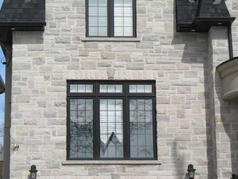 Like both the windows and the indiana limestone Indiana Limestone House Exterior, Limestone House Exterior, Indiana Limestone, Limestone House, Small House Exterior, Brick Facade, Stone Cottage, Exterior Stone, Exterior Paint Colors