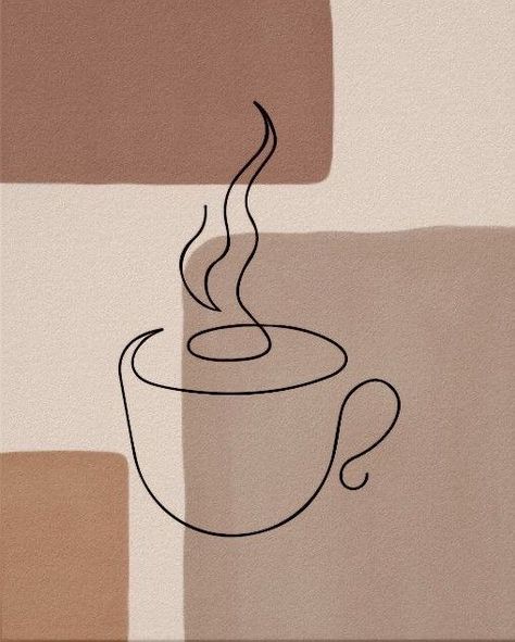 art Aesthetic Drawings For Wall Decor, Boho Line Art Painting, Coffee Painting Aesthetic, Coffee Minimalist Drawing, Embroidery On Canvas Ideas, Coffee Abstract Art, Canvas Painting Ideas Boho, Boho Painting Ideas On Canvas Aesthetic, Abstract Coffee Art