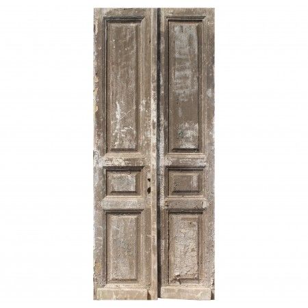 Reclaimed 40” Pair of Antique Doors Colonial Doors, Interior Pocket Doors, Antique French Doors, Reclaimed Doors, Industrial Factory, French Colonial, Antique Doors, Chippy Paint, Fire Doors