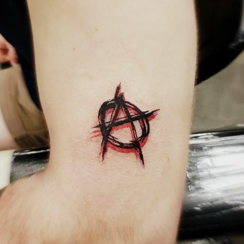 Anarchy A Tattoo, Punk Finger Tattoos, Anarchist Tattoo Ideas, Veritas Aequitas Tattoo, Korn Issues Tattoo, Anarchy Tattoo Ideas, Anarchy Symbol Tattoo, Metalcore Tattoo, Anarchist Tattoo