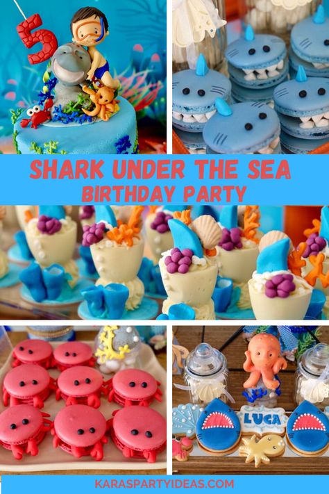 Kara's Party Ideas Shark Under the Sea Birthday Party | Kara's Party Ideas Sea Party Ideas Decoration, Under The Sea 3rd Birthday Party Boy, Boys Under The Sea Birthday Party, Under The Sea Birthday Boy, Ocean Theme Birthday Party Boy, Under The Sea Birthday Party Ideas, Under The Sea Boy Birthday Party, Under The Sea 1st Birthday Boy, Under The Sea First Birthday Boy