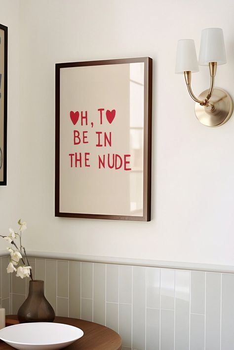 Funny Bathroom Wall Art Oh to Be in the Nude Print Cute Shower Poster Heart Typography Print Bath Wall Art Digital Download 1 Print - Etsy Quirky Bathroom Decor, Cute Toilet, Heart Typography, Toilet Poster, Quirky Bathroom, Funny Bathroom, Trendy Bathroom, Bath Wall Art, Bathroom Humor