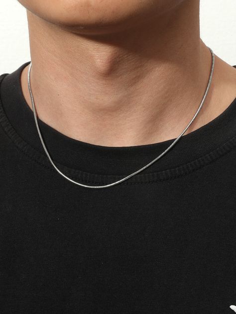 Simple Mens Necklace, Simple Jewelry For Men, Simple Male Jewelry, Simple Necklace For Men, Silver Necklace Mens, Layered Necklaces Men, Silver Chains Men, Men Silver Necklace, Silver Chain Men