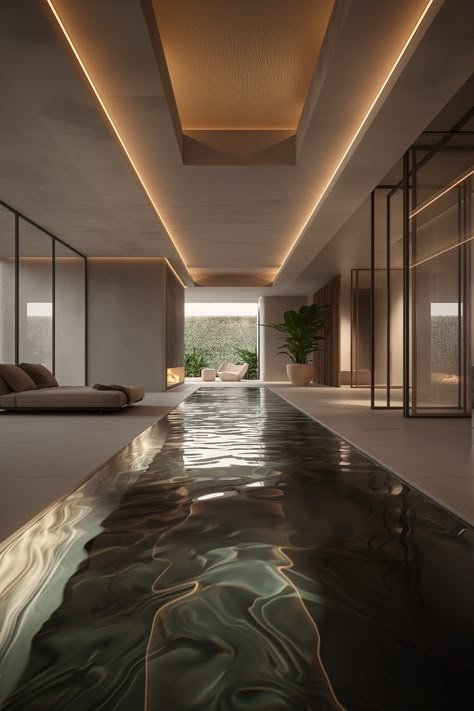 illa interior with an oversized infinity bathtub facing large windows with Aegean Sea views. Small Swimming Pool Designs Simple, Dream Pools Luxury Indoor, Modern Indoor Pool, Roof Pool, Beauty Interior Design, Pool Design Modern, Luxury Pools Indoor, Swimming Pool Waterfall, Indoor Pool House