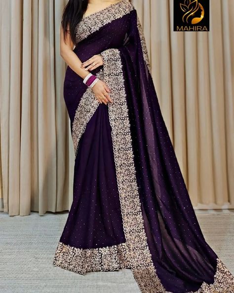 Most trending sarees on Instagram Dm order to whatsup 8309874411 @hansicollections inbox folder Beautiful premium quality soft Georgette sarees with all over beads work along with embroidery cut work border Blouse same as in pic *Beware of Replicas* #hansicolletions #banarasisaree #organzaasaree #kuppadam #uppadasarees #uppadasilk #uppadatissuesarees #weddinginspiration #bridelwear #festivalfashion #ganeshfestival #treditionallook #desingerwearinspiration #sareesofinstagram #sareeblo... Embroidery Work Saree, Peach Saree, Cotton Saree Blouse, Saree Floral, Purple Saree, Lace Saree, Fancy Sarees Party Wear, Saree Designer, Indian Designer Sarees