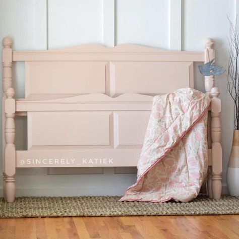 Pink Painted Bed, Pink Bedframe, Pink Painted Headboard, Pink Bedframe Kids Rooms, Kids Pink Bed, Painted Wood Headboard, Pink Beds For Kids, Pink Toddler Bed, Girls Headboard