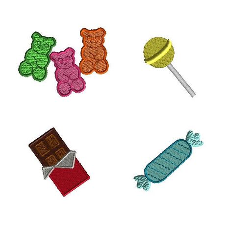 Gummy Bear Embroidery, Chocolate Embroidery, Candy Embroidery, Ith Embroidery Designs, Santa Candy, Ith Embroidery, Embroidery Design Sets, Remus Lupin, Cute Embroidery