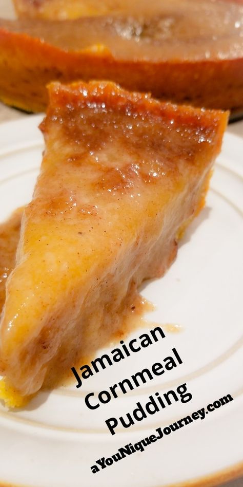 Jamaican Cornmeal Pudding, Cornmeal Pudding Recipe, Carribean Desserts, Cornmeal Pudding Recipe Jamaican, Jamaican Bread Pudding Recipe, Jamaican Dessert, Cornmeal Pudding, Jamaican Desserts, Caribbean Countries