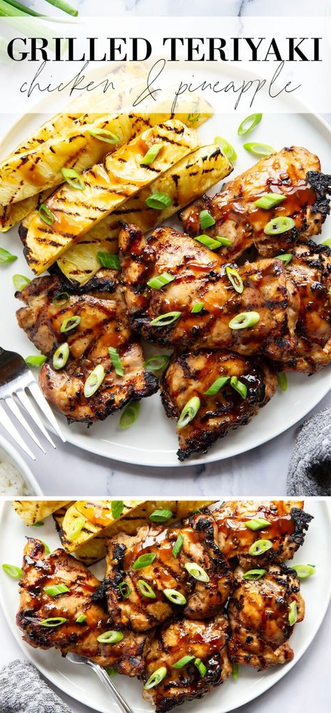 Grill Teriyaki Chicken, Asian Chicken Kabobs On The Grill, Grilled Teriyaki Chicken With Pineapple, Teriyaki Chicken Grilled, Grilled Chicken Thighs Boneless, Pineapple Chicken Thighs, Soy Chicken Marinade, Teriyaki Chicken And Pineapple, Pineapple Teriyaki Chicken