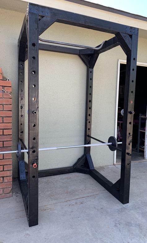 Wood Power Rack, Power Rack Diy, Homemade Weight Rack, Diy Wooden Weight Rack, Barbell Rack Diy, Wood Squat Rack, Squat Rack Diy, Diy Squat Rack, Outdoor Squat Rack