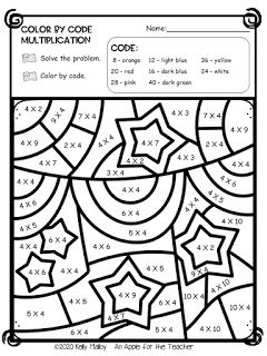 4th of July Color By Number July Worksheets, Kid Worksheets, Coloring Pages Color By Number, Substitute Teacher Tips, Teacher Giveaway, Apple For The Teacher, Spring Worksheet, Kid Drawing, Math Coloring Worksheets