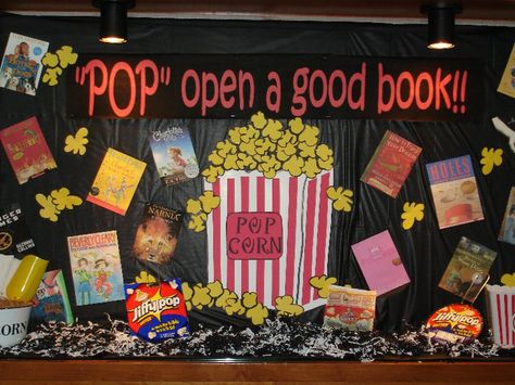 "POP" open a good book!! Book Fair Bulletin Board Ideas, Book Fair Theme Ideas, Reading Week Door Decorations Ideas, Book Fair Decoration Ideas, Book Fair Decorations, Movie Theme Book Fair, Pop Open A Good Book, Book Fair Themes, Bookfair Themes