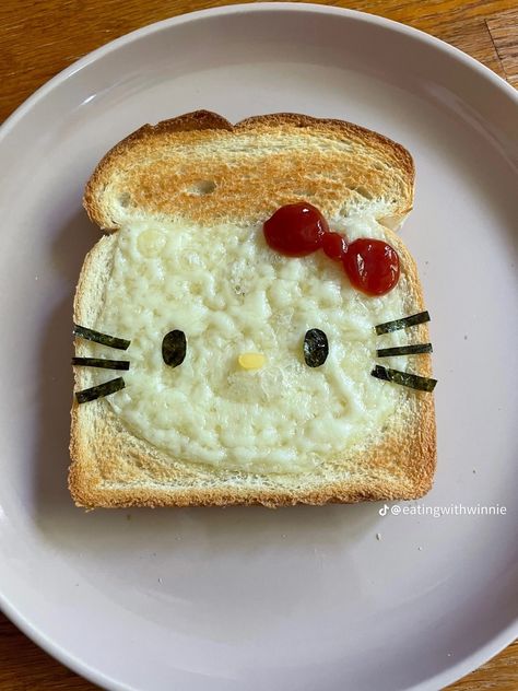 Hello Kitty Breakfast, Hello Kitty Food, Hello Kitty Funny, 2023 List, Sanrio Stuff, Hello Kitty Cupcakes, Cheese Toast, Hello Kitty Cake, Hello Kitty Party