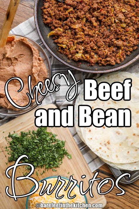 Bean And Beef Burritos, Beef And Bean Burritos, Bean Burritos Recipe, Homemade Burritos, Burritos Beef, Beef Burrito Recipe, Bean And Cheese Burrito, Bean Burritos, Leftover Beef