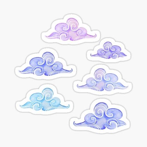 Clouds Watercolor, Stickers Cool, Sticker Design Inspiration, Cloud Stickers, Watercolor Stickers, Scrapbook Stickers Printable, Printable Scrapbook Paper, Bullet Journal Stickers, Unique Sticker