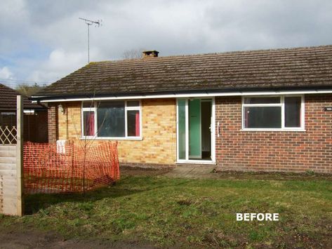 A 1960s bungalow has been remodeled and extended in to a charming two storey shaker-style cottage. 1960s Bungalow, 1960s House Renovation, Bungalow Remodel, Tub Remodel, Fireplace Redo, 1960s House, Kerb Appeal, Exterior House Remodel, Old Homes