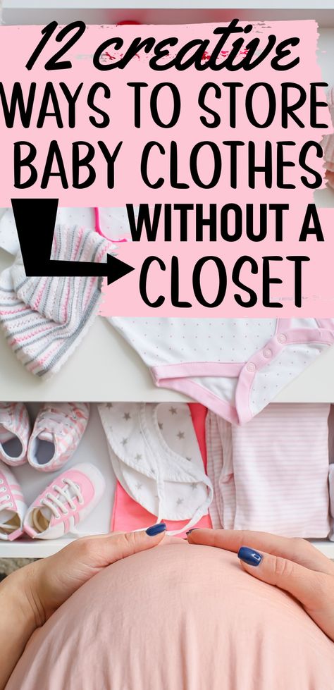 Baby Clothes Storage No Dresser, Nursery Organization No Closet, How To Organize Newborn Clothes, Small Nursery No Closet, Nursery No Closet Ideas, Small Nursery Dresser Organization, Hanging Baby Clothes With No Closet, Nursery With No Closet Ideas, Small Space Baby Clothes Storage