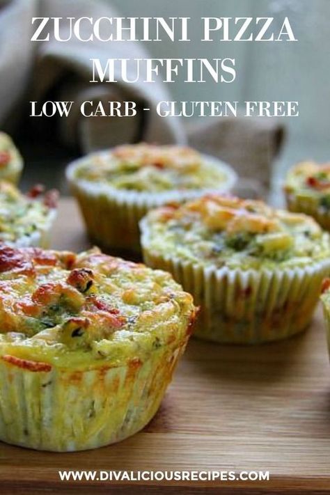 Zucchini pizza muffins baked with coconut flour and flavoured as you would a pizza. A light taste of pizza in savoury muffin form. Savoury Muffin, Zucchini Pizza, Baking With Coconut Flour, Pizza Muffins, Zucchini Pizzas, Savory Muffins, Pizza Flavors, Low Carb Zucchini, Zucchini Muffins