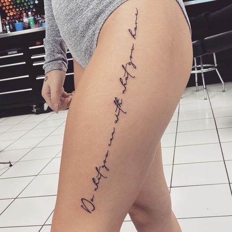 Thigh script
Tattoo
Quote
Tattoo Quote
Thigh Tattoo Vertical Hip Tattoo Quote Writing, Script Tattoo Down Side Of Leg, Thigh Quotes Tattoos Women, Upper Knee Tattoo Women Quotes, Quote On Thigh Tattoo, Script Hip Tattoo, Thigh Script Tattoos Women, Name On Thigh, Thigh Lettering Tattoo