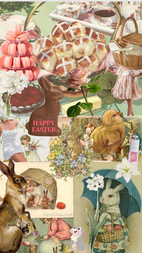 happy easter<33 #easter #bunny easterbunny #spring #vintage #oldfashion #sweets #candy #beauty #nature #collage #cute Bunny Collage, Spring Collage, Easter Collage, April Wallpaper, Nature Collage, Sweets Candy, Collage Iphone, Easter Wallpaper, Beauty Nature