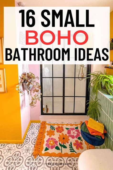 Small Boho Bathroom Ideas, Small Boho Bathroom, Colorful Boho Bathroom, Bohemian Bathroom Decor, Boho Style Bathroom, Boho Bathroom Ideas, Bohemian Decor Inspiration, Bohemian Diy, Bohemian Style Decor