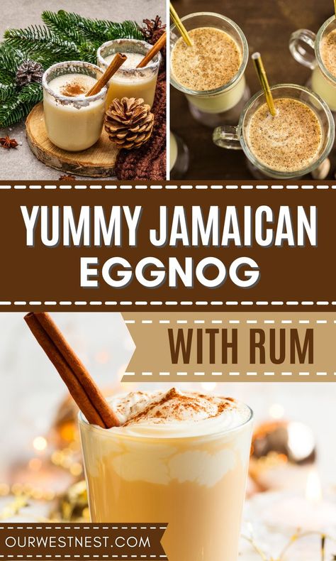 Homemade holiday Jamaican eggnog with rum. Egg Nog With Rum, Homemade Eggnog Easy, Eggnog Rum Drink, Jamaican Rum Cream Recipe, Egg Nog Recipe Homemade, Egg Nog Cocktail, Eggnog And Rum, Homemade Rum, Eggnog With Rum