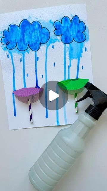 Its Raining Its Pouring Activities, Rainy Season Activity For Kindergarten, Children's Day Activity Preschool, Weather Related Crafts For Kids, Pre K Weather Crafts, Rainy Day Art For Toddlers, Rainy Crafts For Kids, Wet And Dry Activities For Preschoolers, Rainy Day Celebration In Preschool