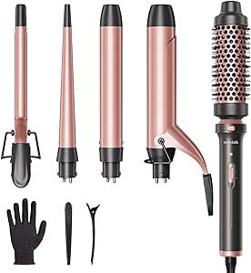 Wavytalk 5 in 1 Curling Iron Set with Curling Brush and 4 Interchangeable Ceramic Curling Wand (0.35"-1.25”), Instant Heat Up, Dual Voltage Hair Curler Wand Curling Iron, Curling Wand Set, Curling Brush, Ionic Hair Dryer, Curling Iron Hairstyles, Curling Hair With Wand, Curling Wand, Flat Iron Hair Styles, Bob Haircuts For Women