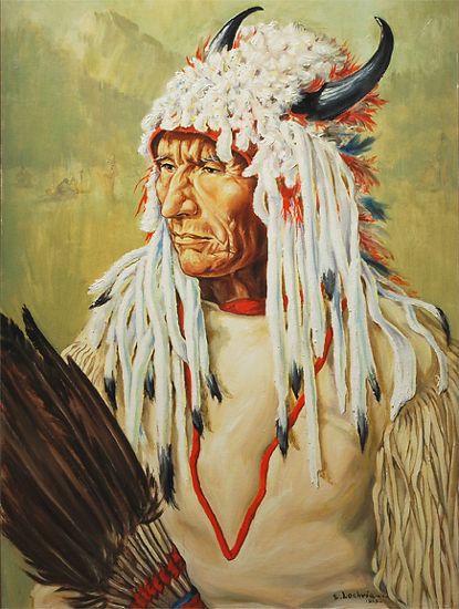 Chief Kustata, 1934 by Elizabeth Lochrie by Tierney Fine Art Oil ~ 23 x 18 Indian Portrait, Blackfoot Indian, Native American Print, Indian Chief, Portrait Wall, Native American History, Vintage Indian, Native Art, American Pride