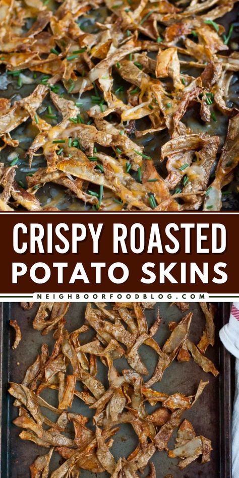 These Crispy Roasted Potato Skins are a great addition to your summer side dishes for BBQ! This potato side dish also makes a delicious crispy snack or an easy Spring recipe. Save this pin! Fried Potato Skins Recipe, Crispy Potato Skins Recipe, Potatoe Skins Recipe Crispy, Potato Skin Recipes, Summer Side Dishes For Bbq, Potato Skins Easy, Potato Skins Recipe, Crispy Potato Skins, Potatoe Skins Recipe