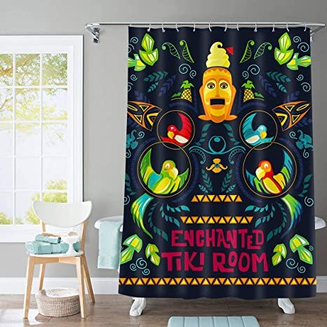 Amazon.com: Tiki Shower Curtain Enchanted Tiki Room Bathroom Decor Tiki Culture 72x72 Inch Water-Proof Polyester Bath Curtain 12 Plastic Hooks Included YLLSGE176 : Home & Kitchen Office Room Dividers, Decor For Bathroom, Tiki Decor, Enchanted Tiki Room, Room Fan, Christmas Shower, Privacy Curtains, Bath Curtain, Bathroom Decor Sets