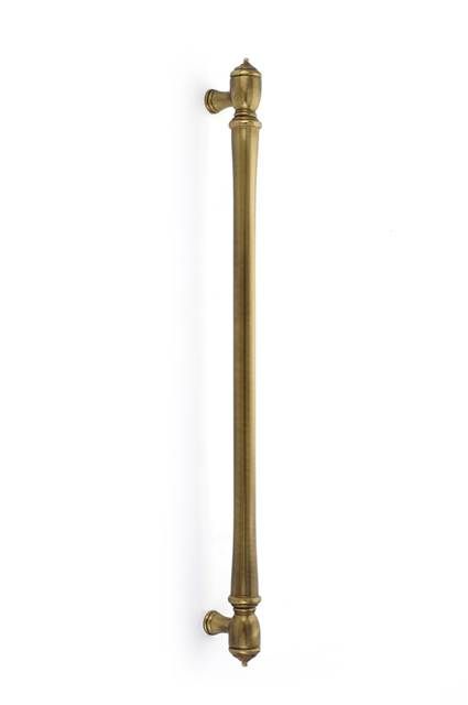 Emtek 86344 Spindle Appliance Pull 18 in. CtC - ccbrass.com Unlacquered Brass Hardware, Budget Kitchen Remodel, Appliance Pull, Unlacquered Brass, Brass Door, Door Pulls, American Classic, Antique Finish, Classic Collection