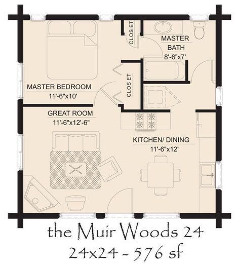 Log Home Flooring, 1 Bedroom House, Log Home Floor Plans, Cabin Floor, Cabin Floor Plans, Tiny House Floor Plans, Bedrooms Decor, Casa Container, Cottage Plan