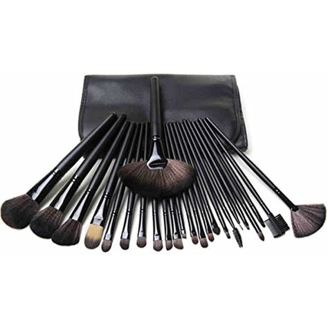 Ebeauty Makeup Brushes 24 Piece Set Professional Natural Soft Hair Wooden Handle Cosmetic Tool Foundation Brush Kit with Black Synthetic Leather Case * Be sure to check out this awesome product. (This is an affiliate link) #ToolsAccessories Mac Makeup Brushes Set, Contour Blending, Mac Makeup Brushes, Highlight Brush, Brush Eyeliner, Eyeshadow Brush Set, It Cosmetics Foundation, Eyeshadow For Brown Eyes, Bronzer Brush