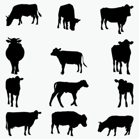 Cow Silhouette Tattoo, Farm Animal Silhouette, Cow Skeleton, Cow Icon, Cow Silhouette, Cow Logo, Silhouette Drawing, Silhouette Tattoos, Vector Line