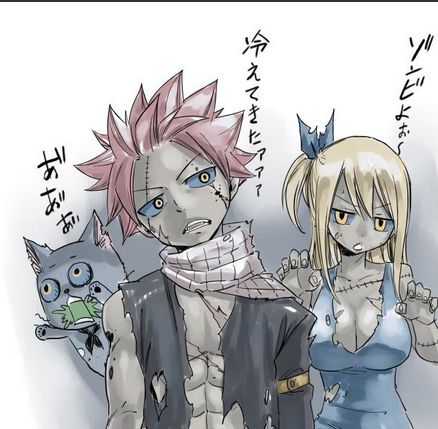 Fairy Tail Zombies | Natsu, Lucy, and Happy Manga Halloween, Fairy Tail Family, Fairy Tail Natsu And Lucy, Natsu X Lucy, Fairy Tail Pictures, Fairy Tail Love, Anime Fairy Tail, Fairy Tail Nalu, Fairy Tail Guild