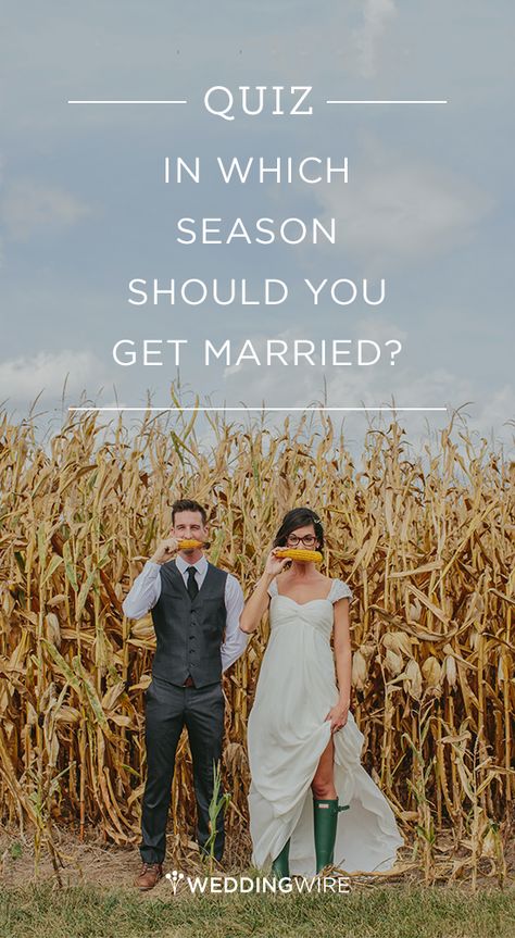 Fall, winter, spring or summer? Find out your ideal wedding season with @weddingwire's quiz! {@studio127} Off Season Wedding, Weddings In Different Seasons, Spring Vs Fall Wedding, Weddings By Season, Wedding Quizzes, Seasonal Weddings, Wedding Dress Quiz, Wedding Quiz, Wedding Seasons