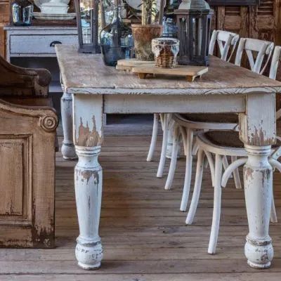 Homemade Farmhouse Table, Distressed Kitchen Table, White Washed Table, Painted Farmhouse Table, Simple Chairs, Antique Kitchen Table, Distressed Dining Table, Painted Table Tops, French Country Dining Table