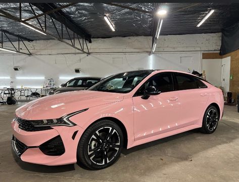 Pink Dodge Durango, Pink Ford Fusion, Pink Kia K5, Kia K5 Aesthetic, Pink Wrapped Car, Cash Cars For Sale, Kia K5 Gt Line, Car Wrap Colors, Barbie Cars