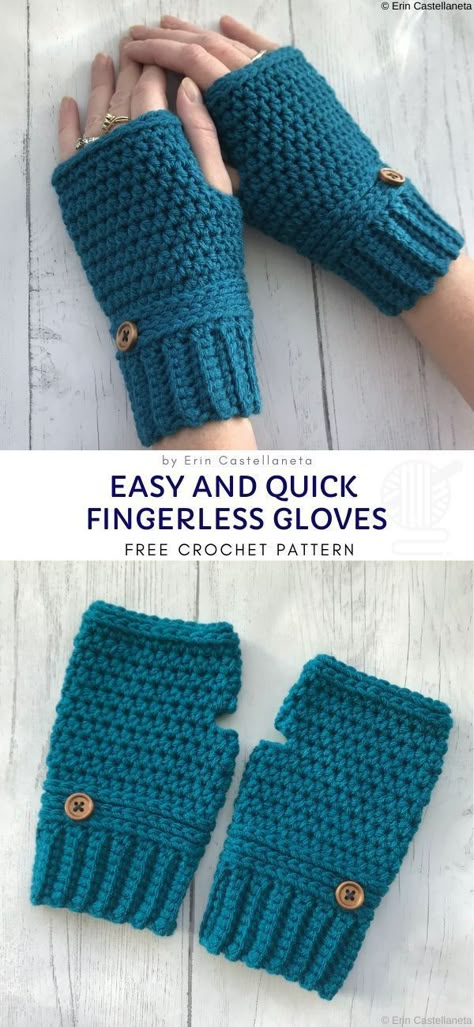 Easy and Quick Fingerless Gloves Free Crochet Pattern  If you want to make a last minute gift, or you're just a person who tends to loose their gloves on a daily basis, those warm, turquoise gloves will be perfect.  #crochet #gloves #fingerless #winter #autumn Crochet Fingerless Gloves Free Pattern, Crochet Mitts, Crochet Mittens Pattern, Crochet Free Patterns, Fingerless Gloves Crochet Pattern, Crochet Gloves Pattern, Gloves Pattern, Crochet Fingerless Gloves, Crochet Mittens