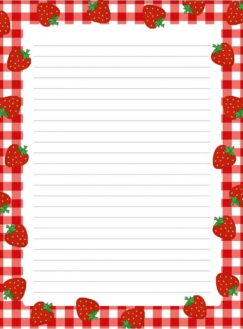 Strawberry Paper, Buku Diy, Memo Pad Design, Writing Paper Printable Stationery, Note Writing Paper, Writing Paper Printable, Scrapbook Printing, Memo Paper, Stationary Paper