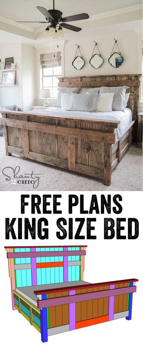 King Size Bed Diy King Size Bed, Diy Seng, Apartemen Studio, Letto King Size, Koti Diy, Cama King Size, Free Woodworking Plans, Bed Plans, Woodworking Plans Diy