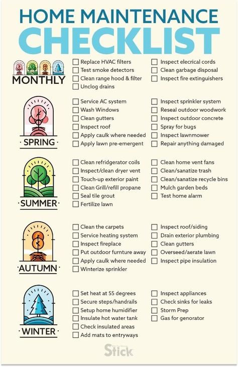 Amazon.com: Home Maintenance Checklist Magnet | Keep Your Home in Top Shape with Ease! : Home & Kitchen Garbage Disposal Cleaning, Household Cleaning Schedule, Kitchen Checklist, Home Maintenance Schedule, House Checklist, Home Safety Tips, New Home Checklist, Unclog Drain, Home Maintenance Checklist