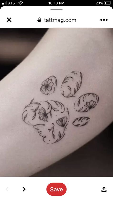 Pet Passing Tattoo, Nature Dog Tattoo, Paw Print Vine Tattoo, Dog Remembrance Tattoo, Dog Paw Tattoos, Paw Tattoos, Yogi Tattoo, Tatoo Dog, Tattoo Lotus